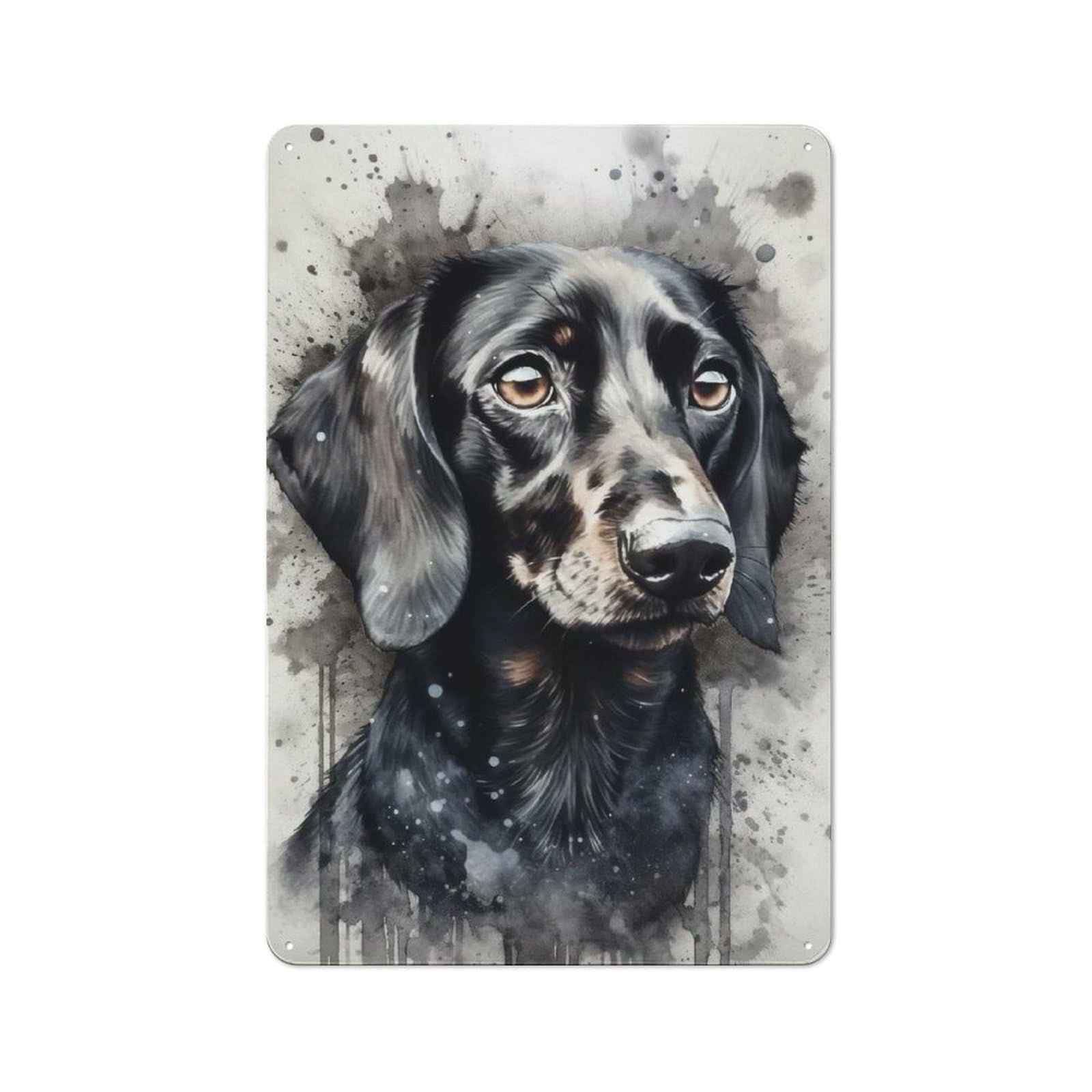 Junmoney Dachshund Dog Black Ink Printed Metal Sign 30X20cm For Café Or Restaurant, For Hospitality Interior Collectors