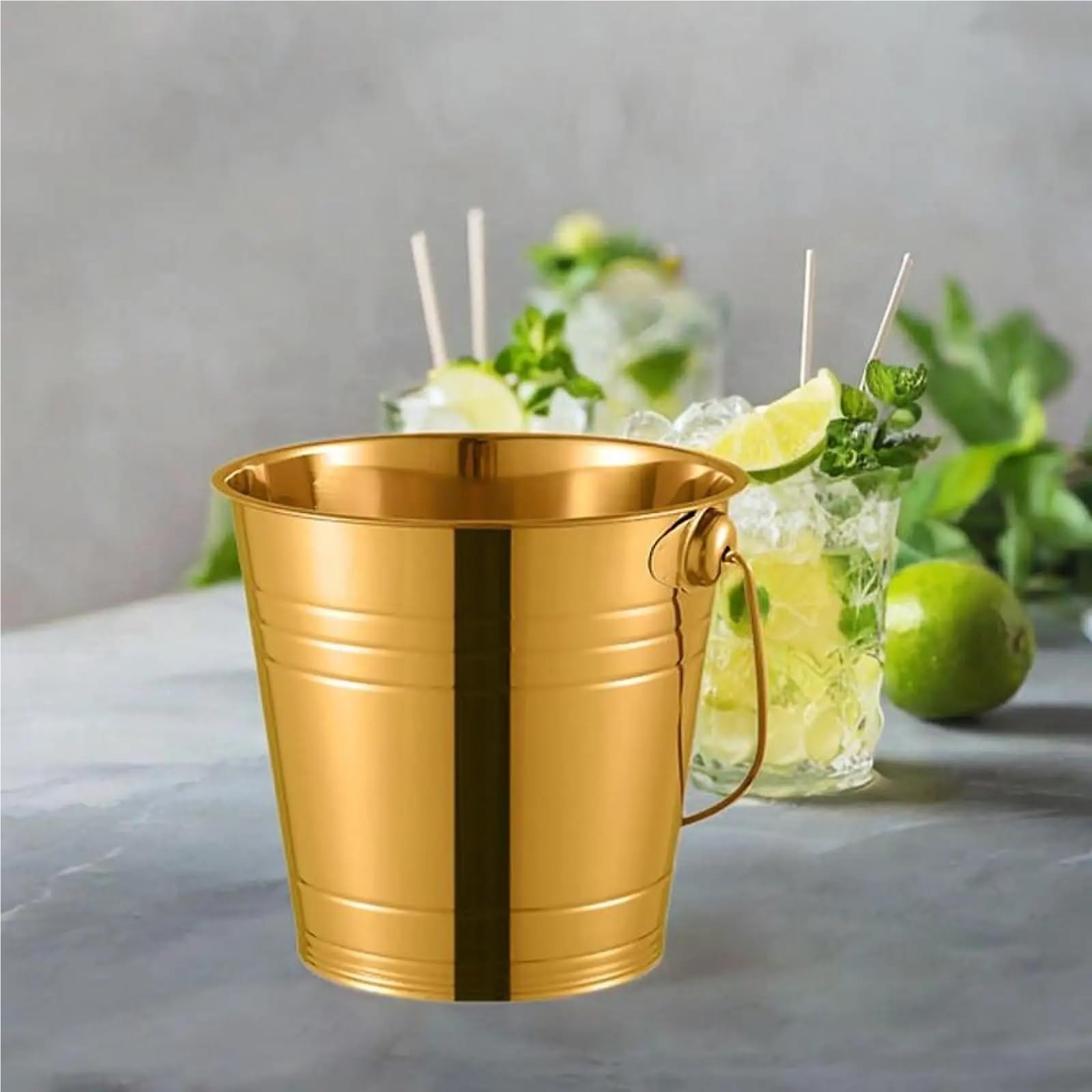 Cubo de Hielo portátil, Resistente, portátil, con asa de Metal, for refrigerios, for Bar y Fiestas. per Casa, Bar(2000ML)
