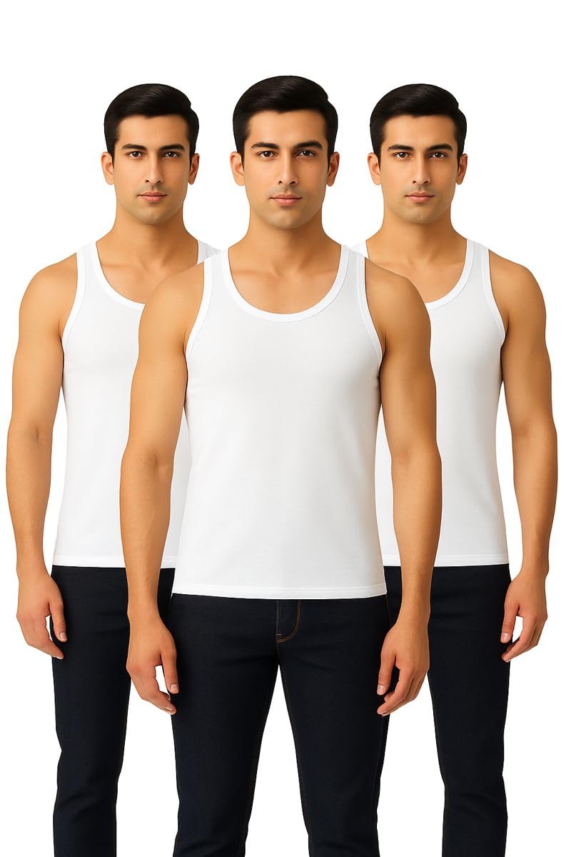 top & top White Vest for Men, Cotton Banian - Men’s Innerwear-picture-16