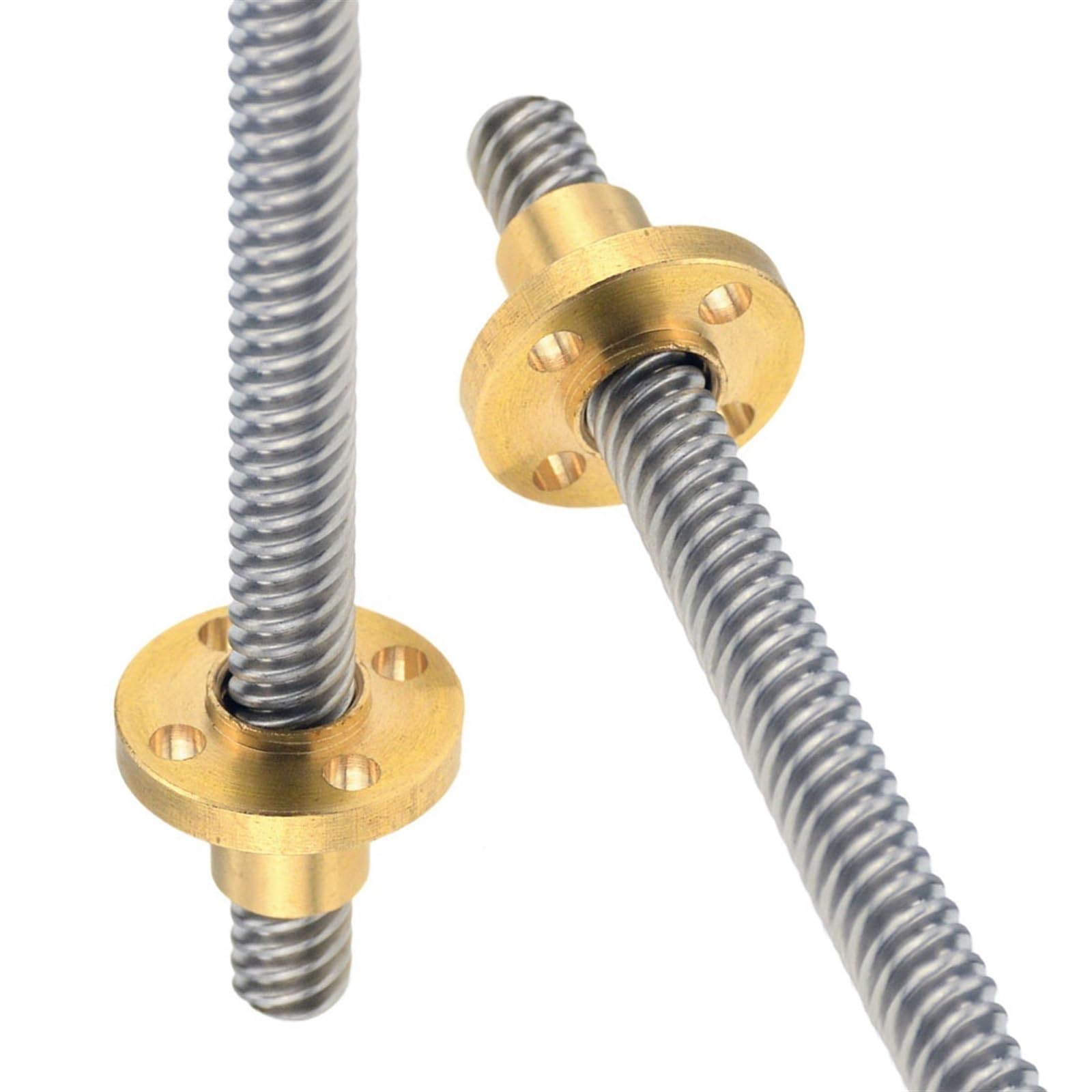 Threaded Backlash 2pcs Trapezoidal Thread Screw Rod TR8x10 TR8x12 TR8x14 Full Tread Stainless Steel Screw Rod T8 Lead Screw with Brass Nut Screw trapezoidal (Color : 2PCS T8-12mm, Size : 300mm)