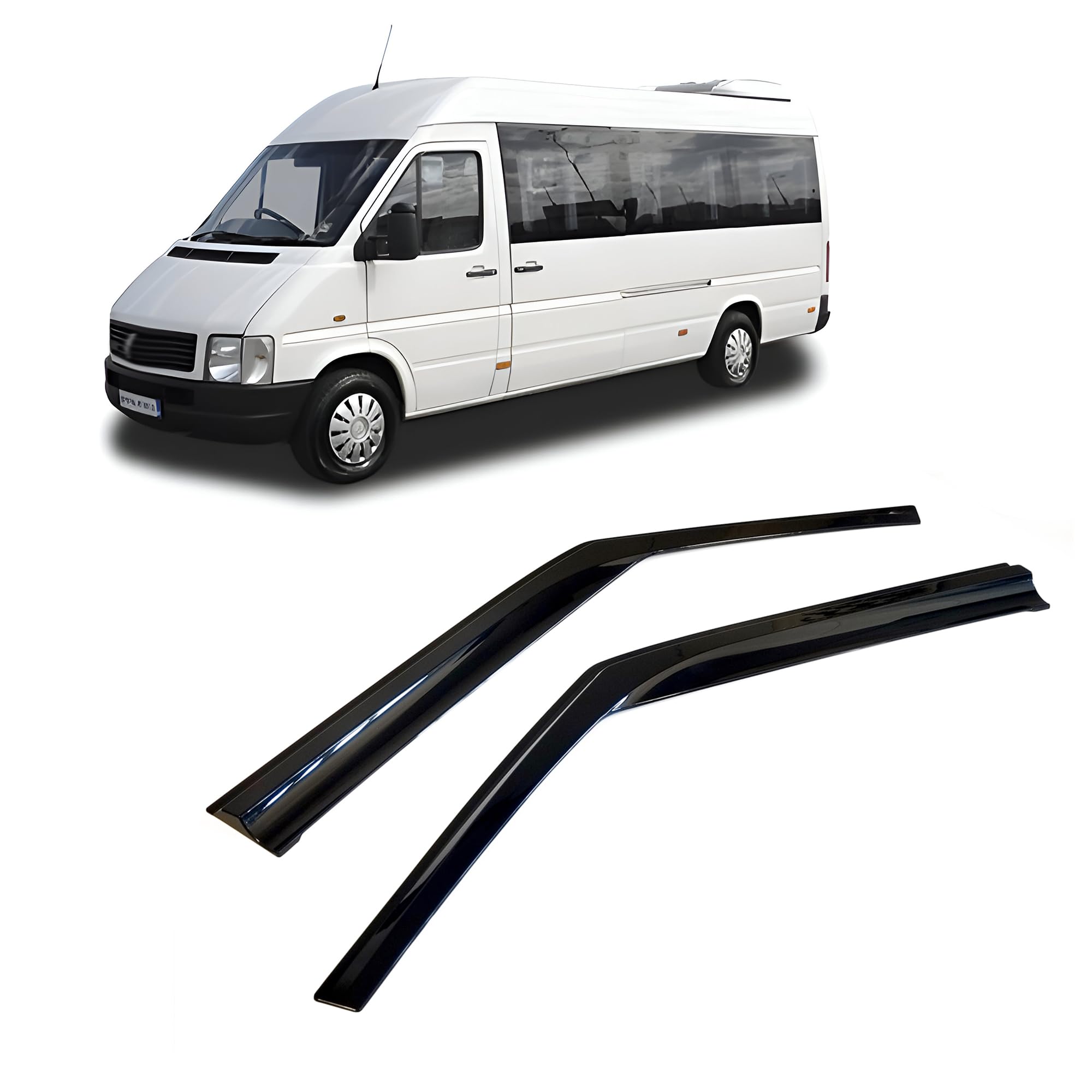 Windabweiser Luftabweiser Regenabweiser Seitenfensterabweiser Kompatibel mit VW LT MK II 1996-2006 Autofenster Regenschutz Regenabweiser Anklebbare Deflektoren 2 Stück Externe Passform