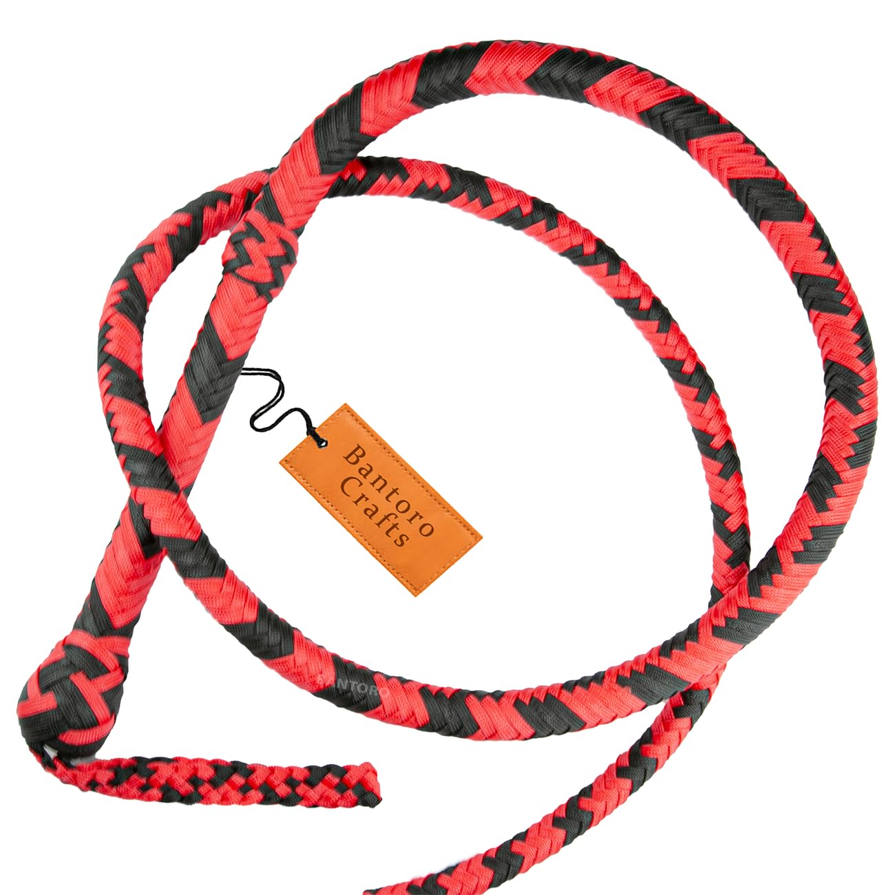 Bullwhip in Nylon/Paracord Intrecciato Rosso e Nero con 16 intrecci Belly Whip e Supporto Interno Frusta Hard-Cracking Indiana Jones