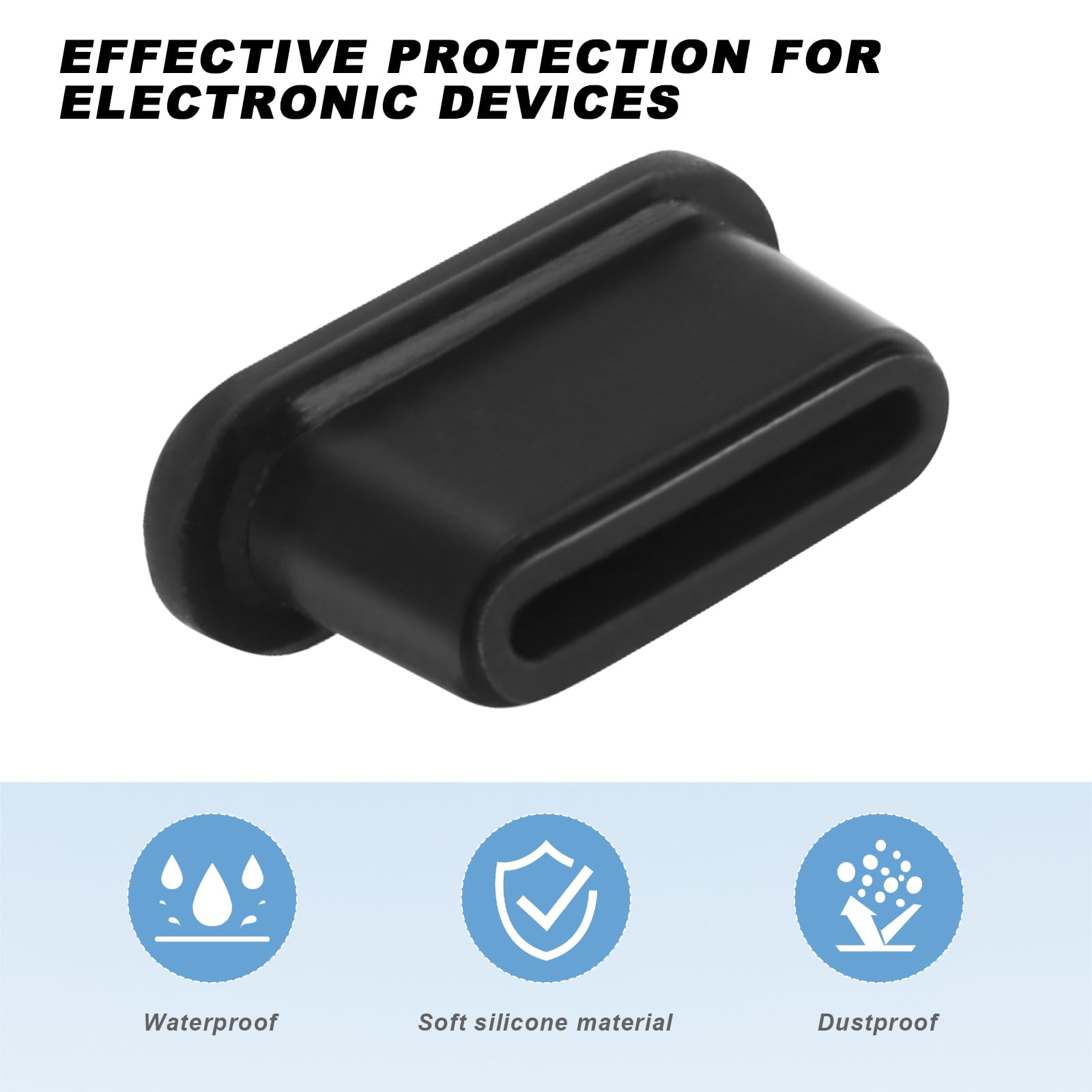 Tappo Antipolvere Per Porta Di Ricarica Tipo C, In Silicone, Con Base Adesiva, Protezione Per Smartphone E Laptop, Colore Nero/Grigio