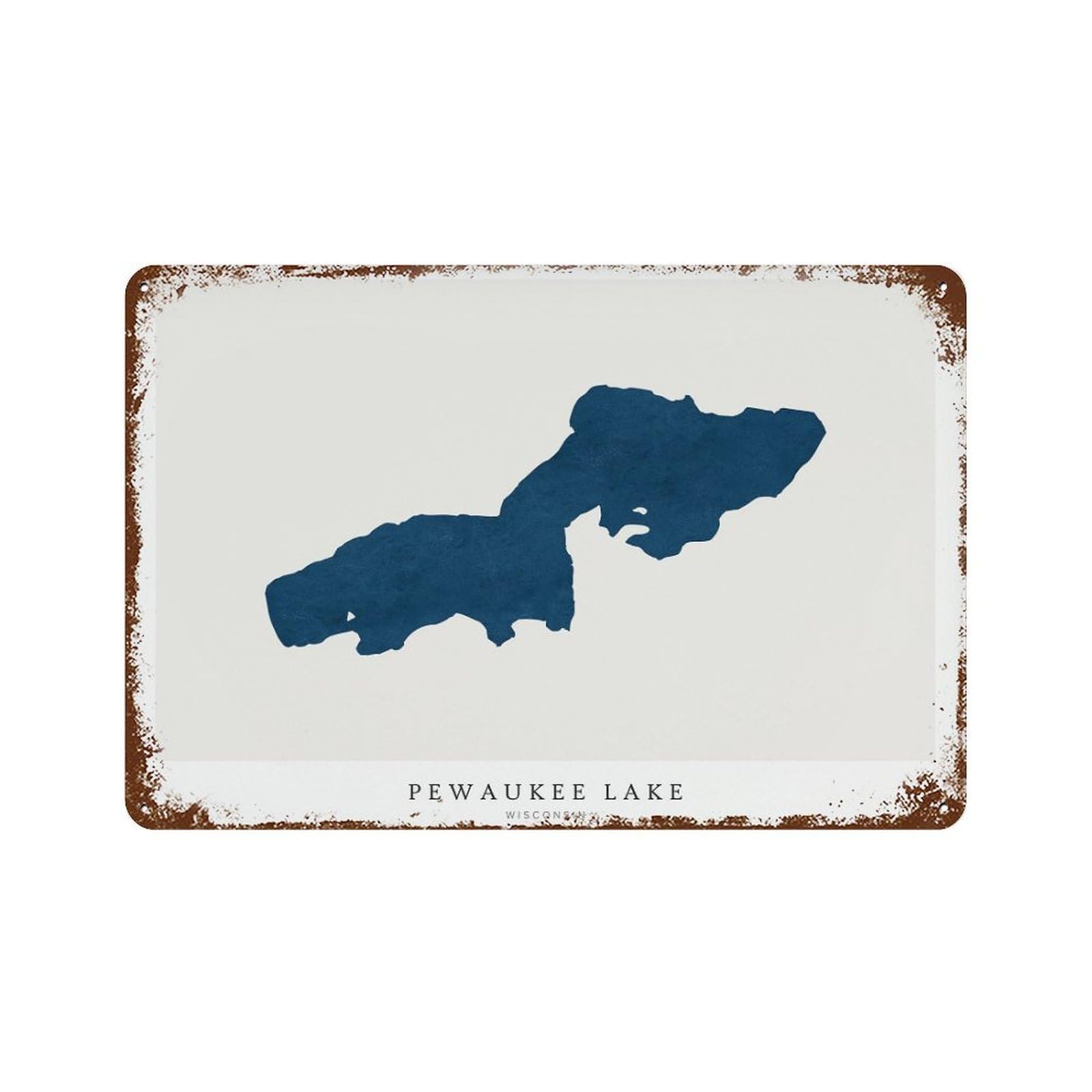 xiaoxiaoshen Pewaukee Lake Map Wisconsin Wall Decor Art Metal Tin Poster Modern Home Decor Art Home Bar Shop Decorations Vintage Sign 20x30cm