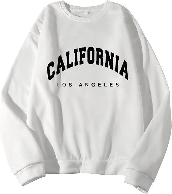 Men's Long Sleeve Shirts Pullover Sweatshirts Round Neck Tops Blouse Los Angeles Printed Casual Loose Sports Gym Blouses