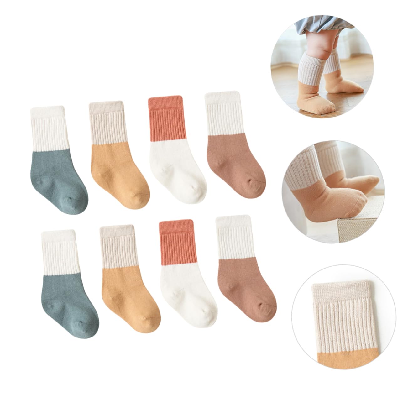 Holibanna 4 Pairs Unisex Baby Socks Cotton Socks Warm Toddler Stockings Comfortable Thicken for 1-3 Years Old Boys Girls