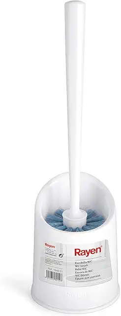 Rayen Brosse WC Compacte - Poils Longs et Denses pour Nettoyage Efficace, 37,5x11,5 cm