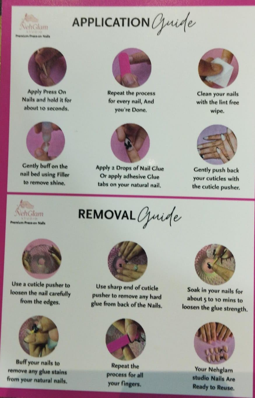 NehGlam Studio Press-on Nails, Rose Gold with Silver Glitter Tips, Reusable Artificial Nails Set with Application Guide 1