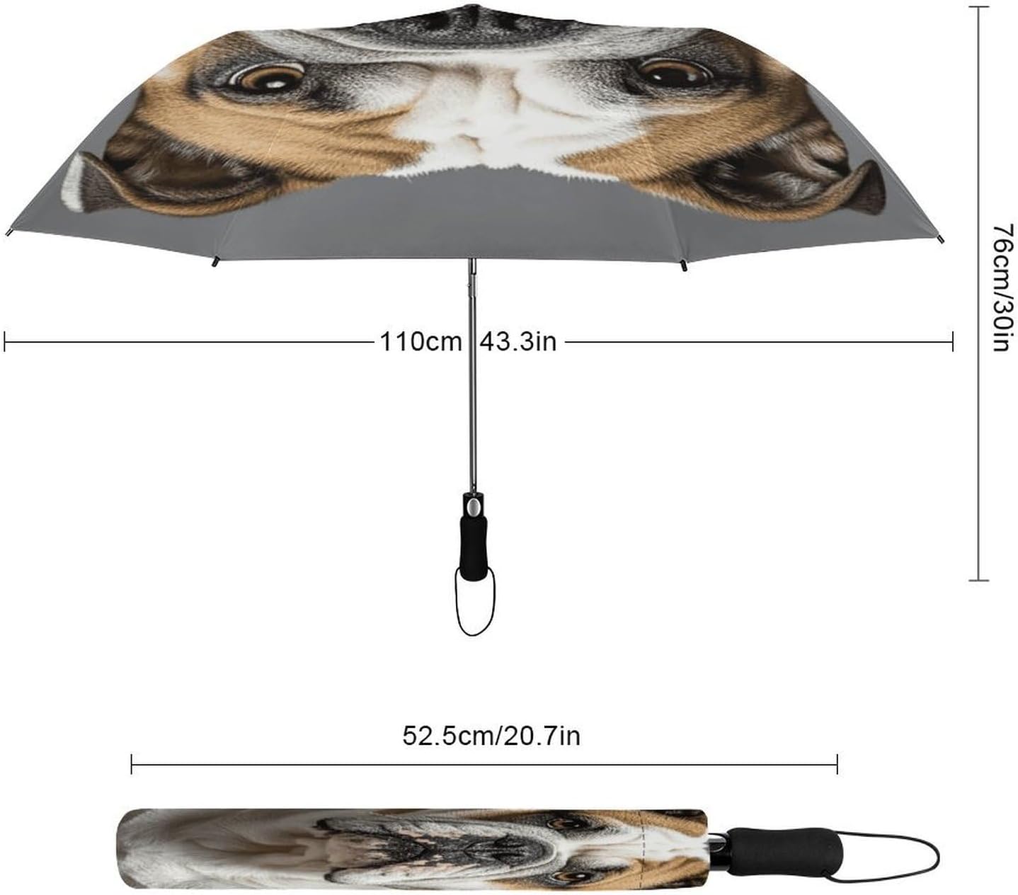 English-Bulldog Golf Umbrellas-2 Fold Automatic,Windproof Umbrella with Portable,Strong,Folding Umbrella for Women Men