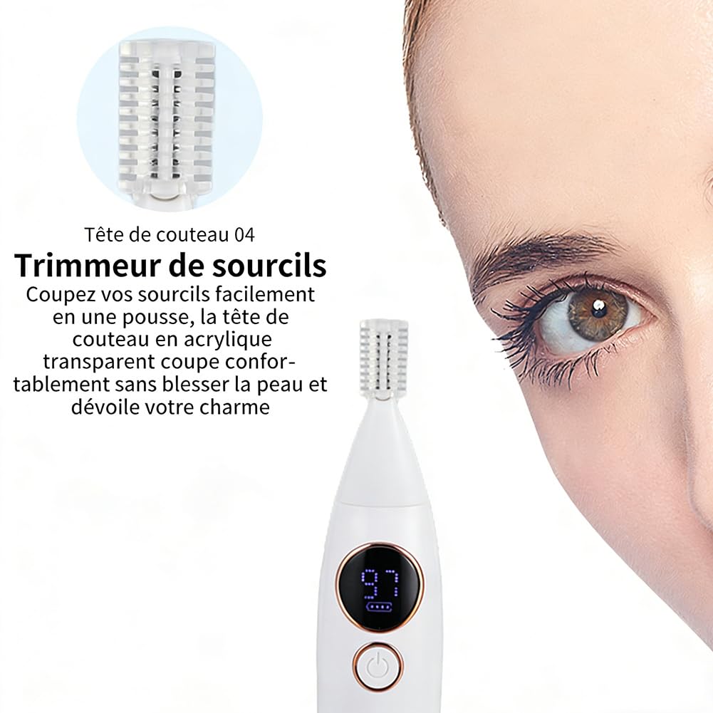 Rasoir Femme 5 En 1, Rasoir Electrique Femme 5 En 1 Etanche, Sec Et Humide Ipx7, Pour Corps, Aisselles, Bikini, Sourcils Et Nez (Blanc)