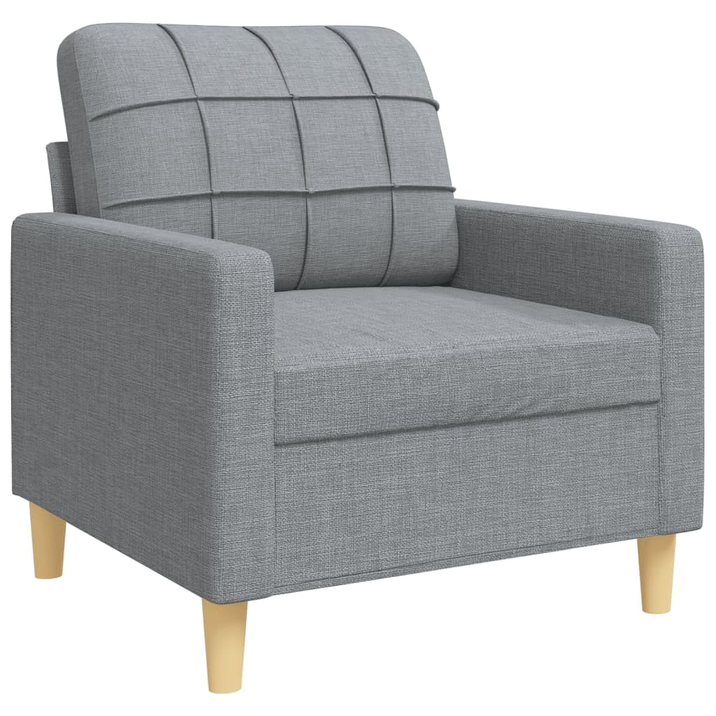 3-TLG. Sofagarnitur Hellgrau Stoff 226x77x80 cm Metallrahmen großzügige Polsterung Mini Schlafsofa Sessel 2-Sitzer 3-Sitzer Couch für Wohnzimmer Gästezimmer Büro Chill-Ecke
