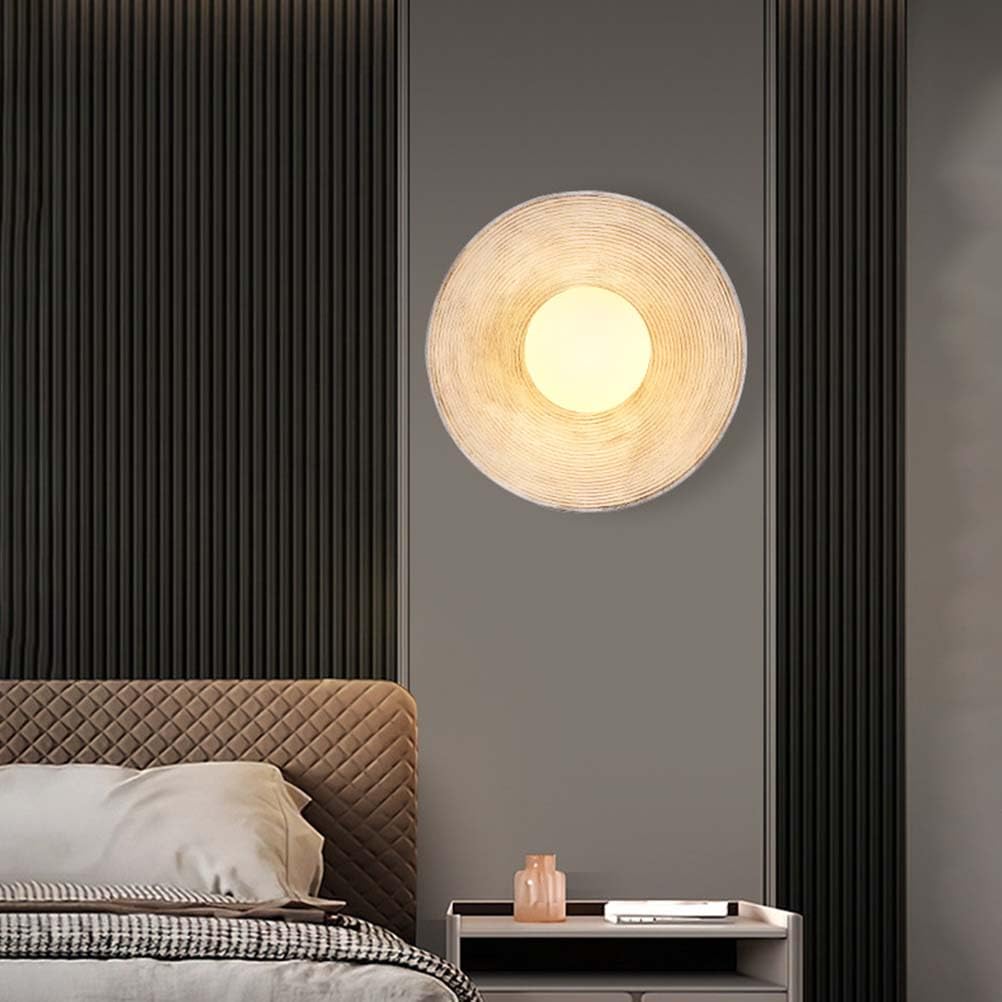 Kinkiet ścienny z żywicy retro G9, okrągły klosz szklany, lampa ścienna, kreatywny design, wirowa lampa w stylu art déco, tło dekoracyjne, oświetlenie ścienne do salonu, sypialni, klatki schodowej, k