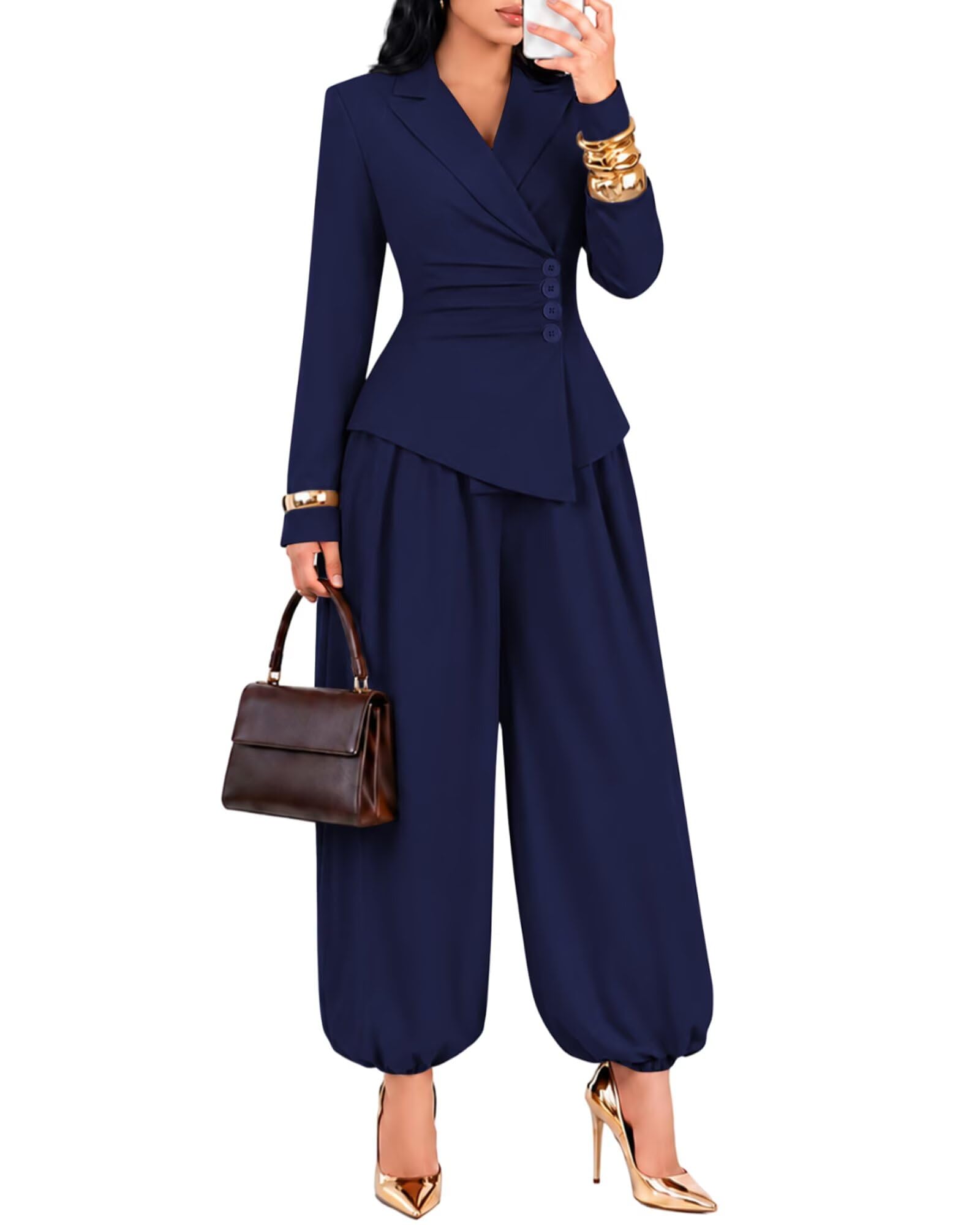 Kafiloe Pant Suits for Women Dressy 2 Piece Pant Suit Set