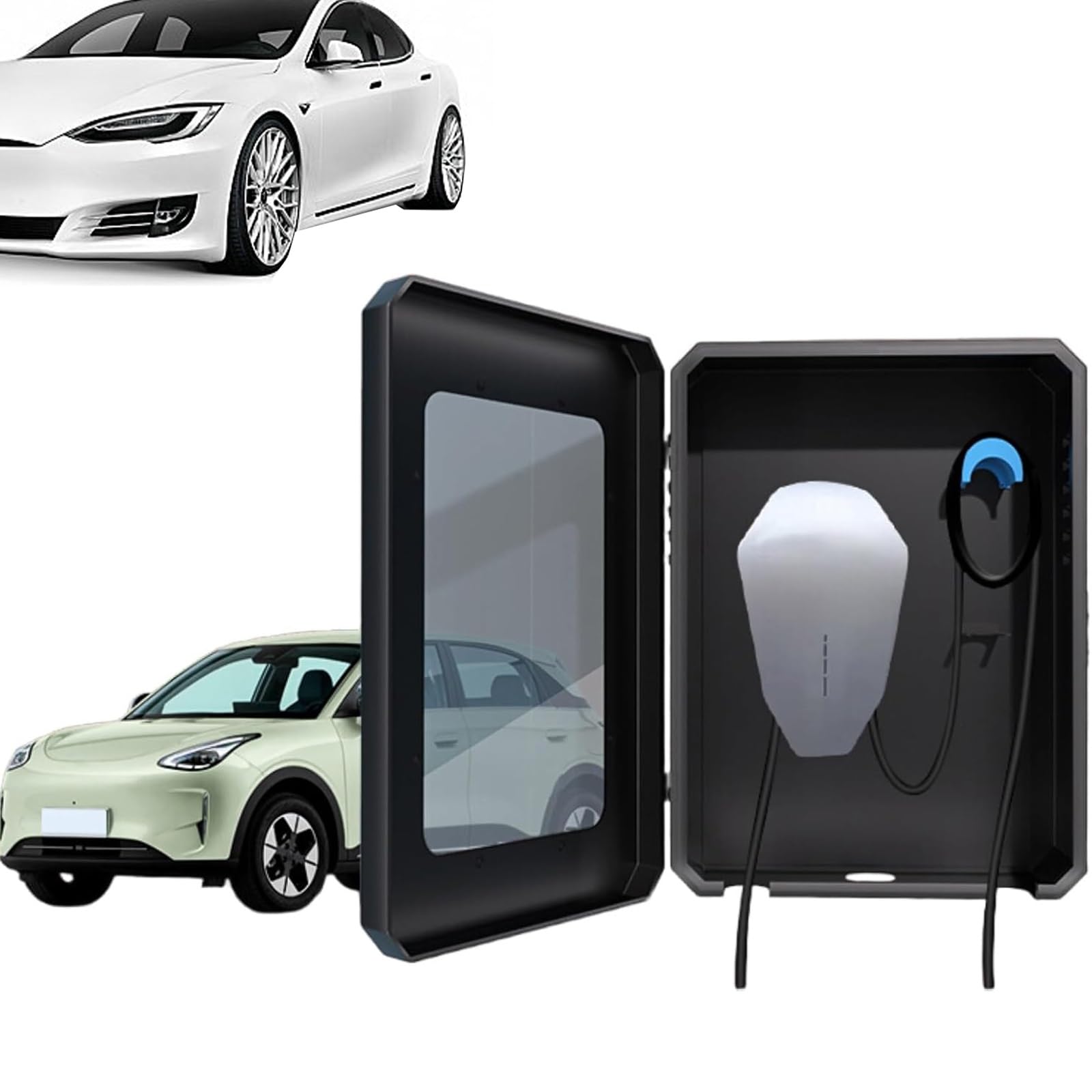 Caja protectora para cargador de vehículos eléctricos de Interior con cerradura, estuche para estación de carga de pared para accesorios de carga de vehículos eléctricos