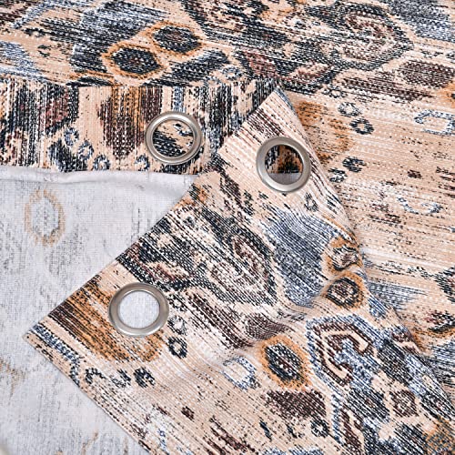 Image of LINENWALAS Cotton Curtains for Long Door Set of 2, Linen Textured Doors Curtains for Home Decor, Hangs Elegantly with Eyelet Rings (4.5ft x 8 ft,) Ikat