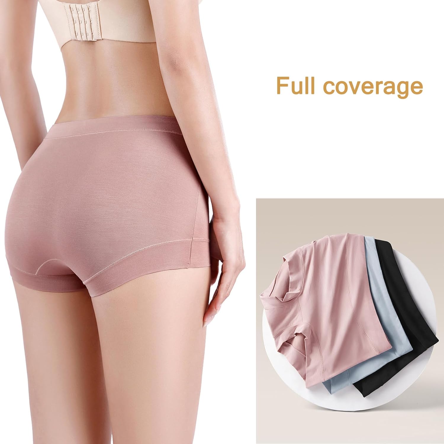 High Waisted Briefs Full Coverage Cotton Underwear 4PACK - Image 3