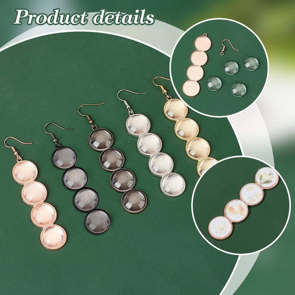 PH PandaHall 3-Consecutive Earring Blanks, 20PCS 5 Colors Round 12 mm Earring Bezel Trays Bases, 80PCS Glass Cabochons and 16PCS Brass Earring Hooks with 2 Pairs Ear Wire for DIY Jewelry Making - Image 5