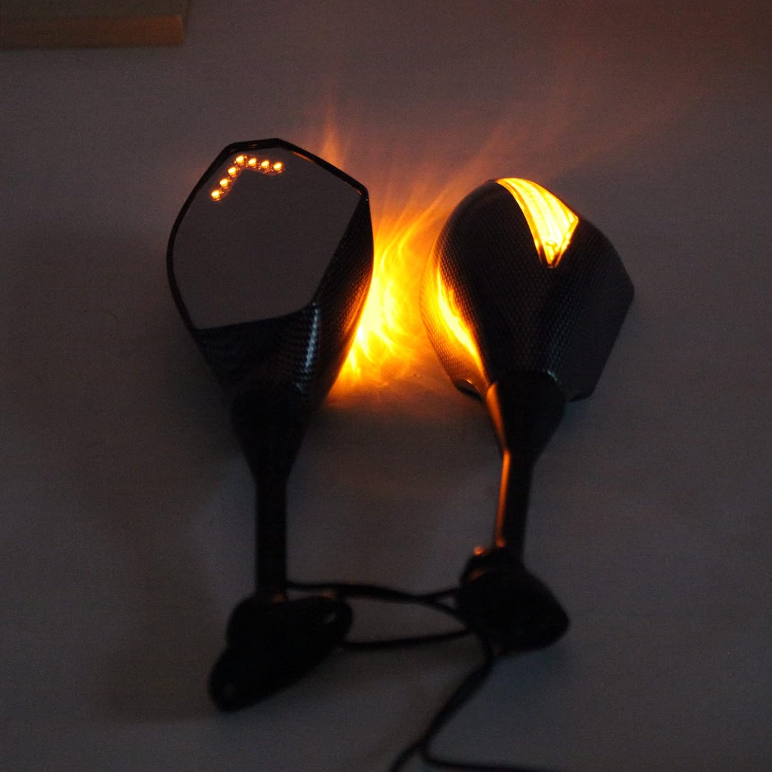 Motorcycle LED Turn Signal Rear View Mirrors Compatible with 2011 2013 Honda CBR250R CBR 600 RR (Carbon Fiber+Smoke Len)