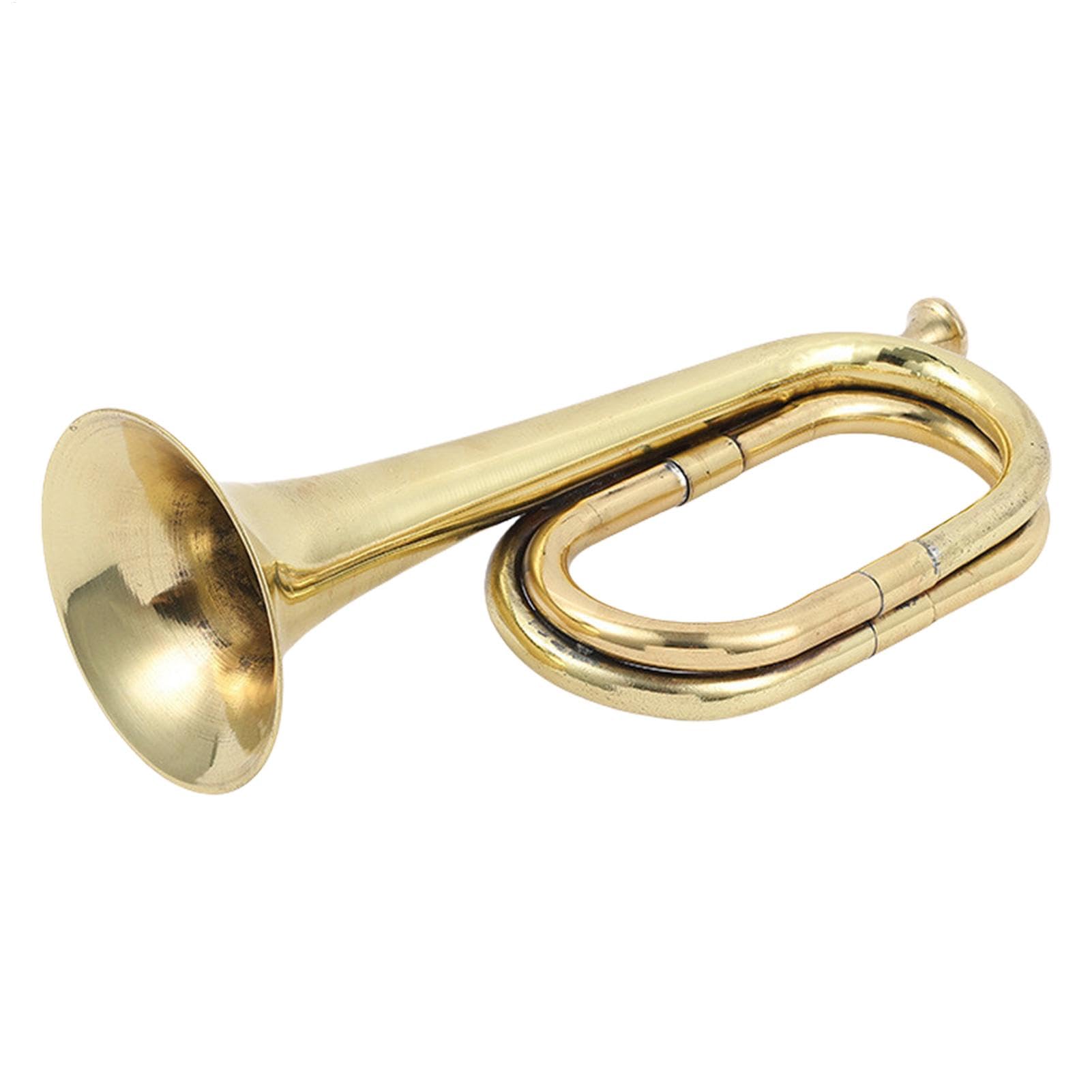 Corno di tromba, tromba placcata in oro | Bugle - Tromba giocattolo dorata, strumenti musicali per banda e orchestra, tromba da cavalleria alla moda per orchestra