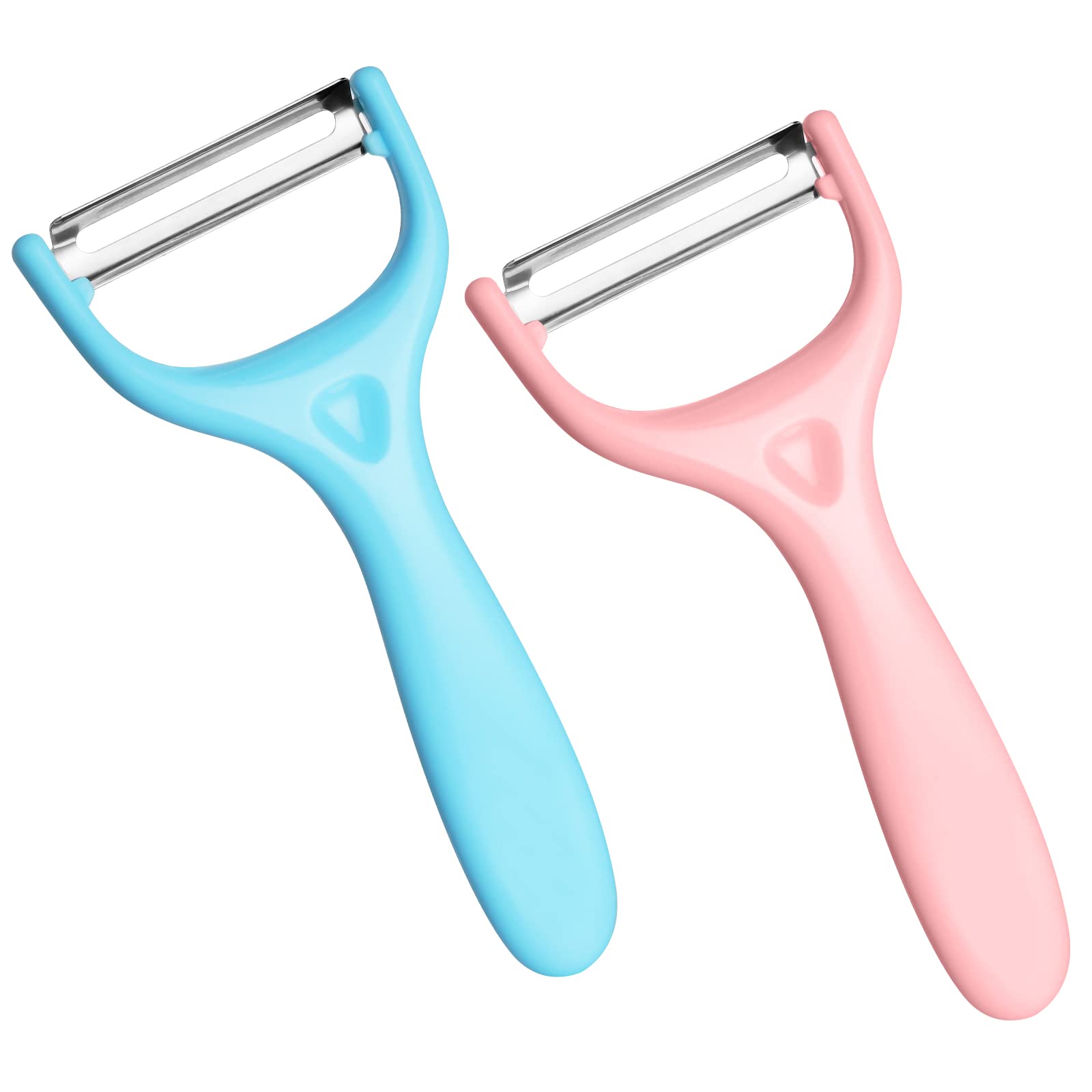 Vicloon Potato Peeler, 2 Pcs Y-Shaped Swivel Vegetable Peeler, Stainless Steel Vegetable Peelers for Kitchen Fruits Carrots Eggplant (Pink+ Blue)