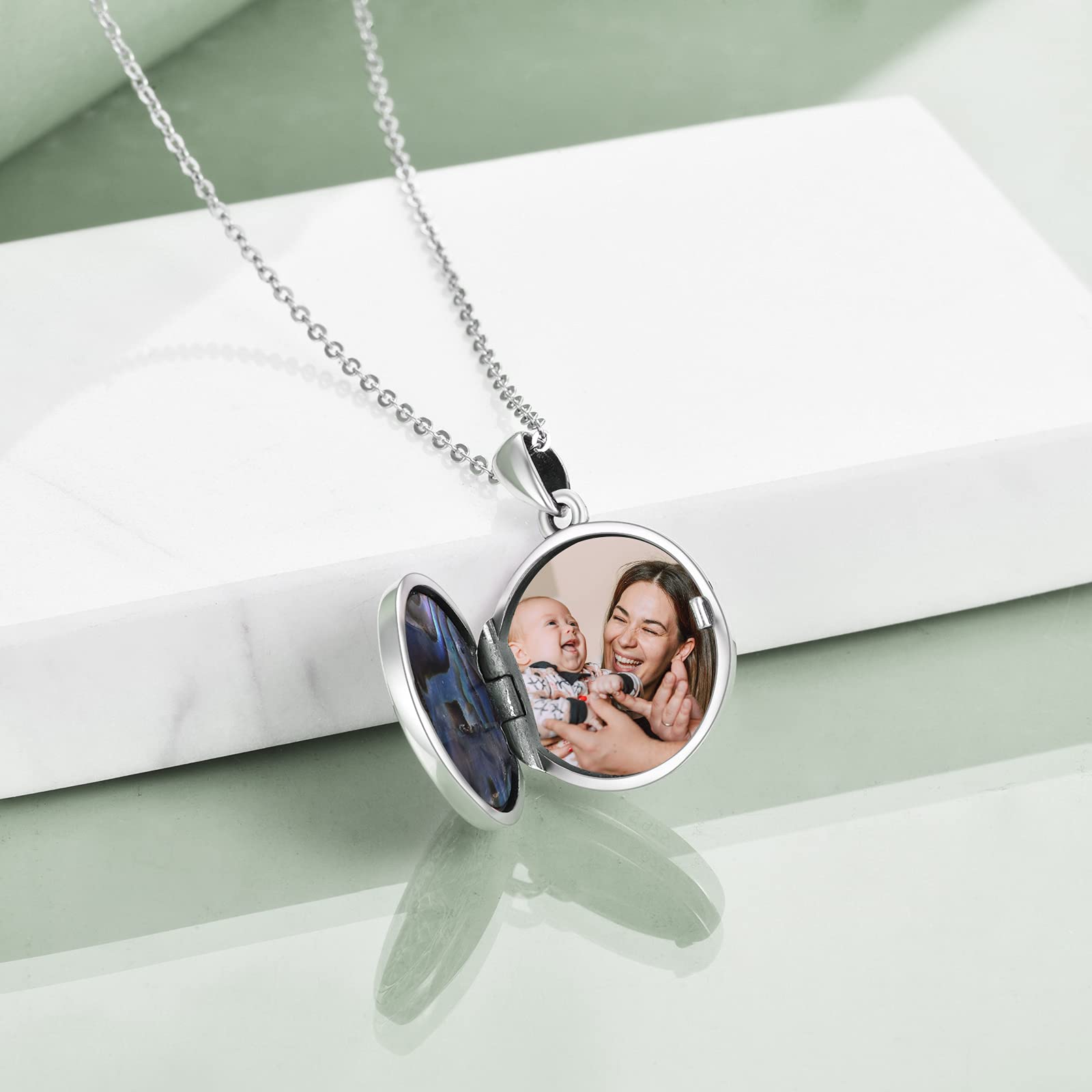 YAFEINI Collana con medaglione con albero della vita, S925, in argento Sterling con foto e albero della vita, medaglione, ciondolo per donna e fidanzata, Argento sterling