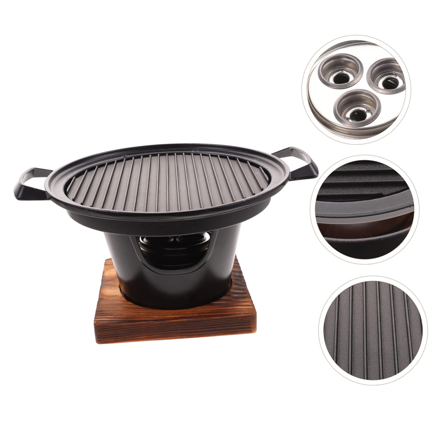 Toddmomy 1set Portable Smoke Grilling Plate Flat Base Oil Drain Design for Outdoor Camping for Delicious Family Meals Easy Cleaning