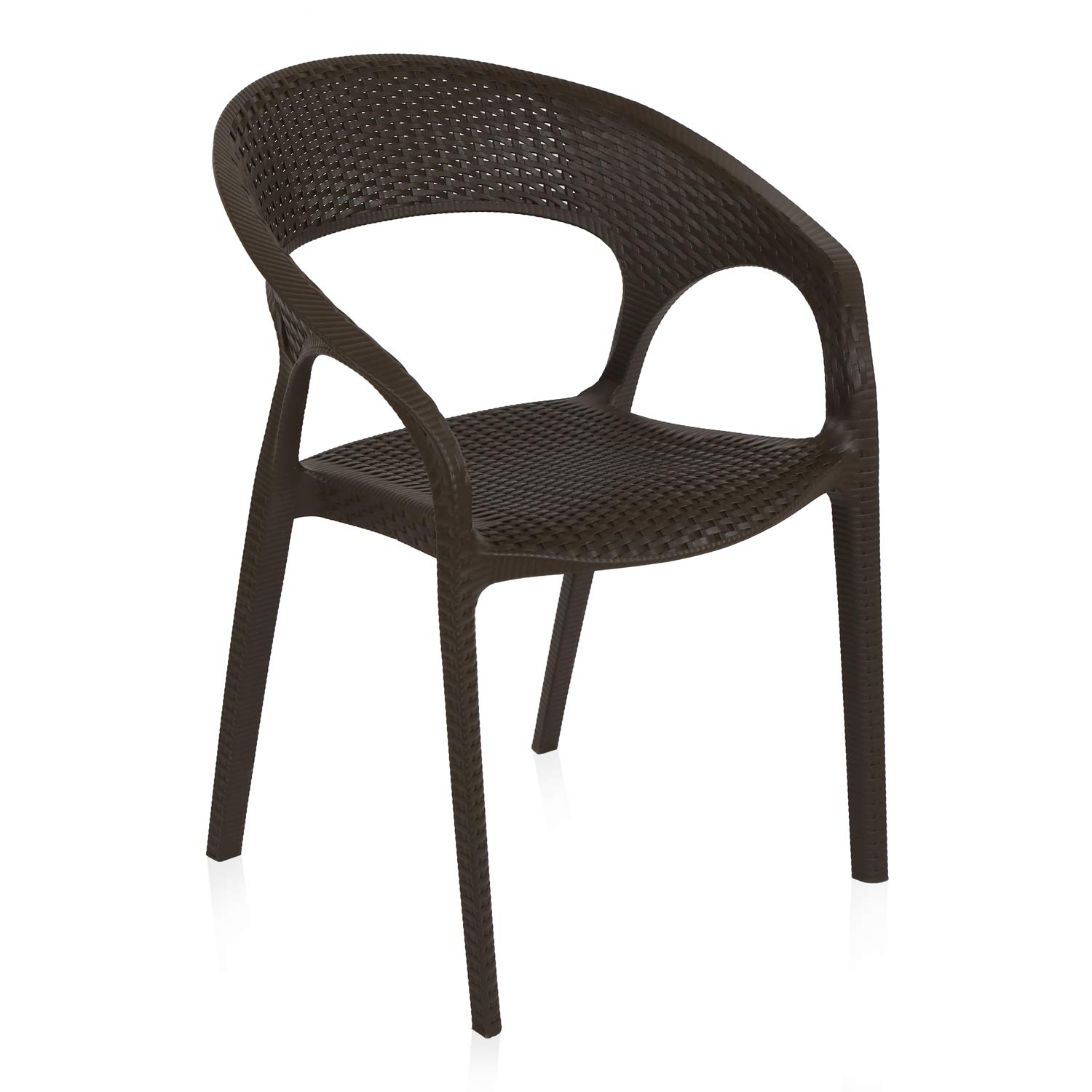 nilkamal plastic chair for living room with arm | 3 year warranty | premium stackable plastic chair for home, living room, outdoor|season rust brown colour|clubchr