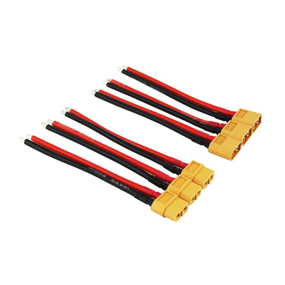 OliYin 3pairs XT60 Battery Connector Cable Male Female XT60 Plug Silicone Wire 3.93in 14AWG for FPV RC Accessory(pack of 3)
