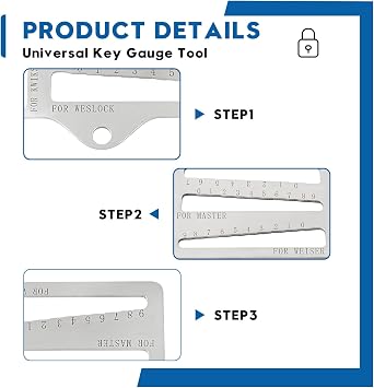Universal Key Gauge Tool for Kwikset, Weiser, Weslock Locks | for Master Key Decoder & Lock Pick Alignment,Professional Locksmith Measuring Tool