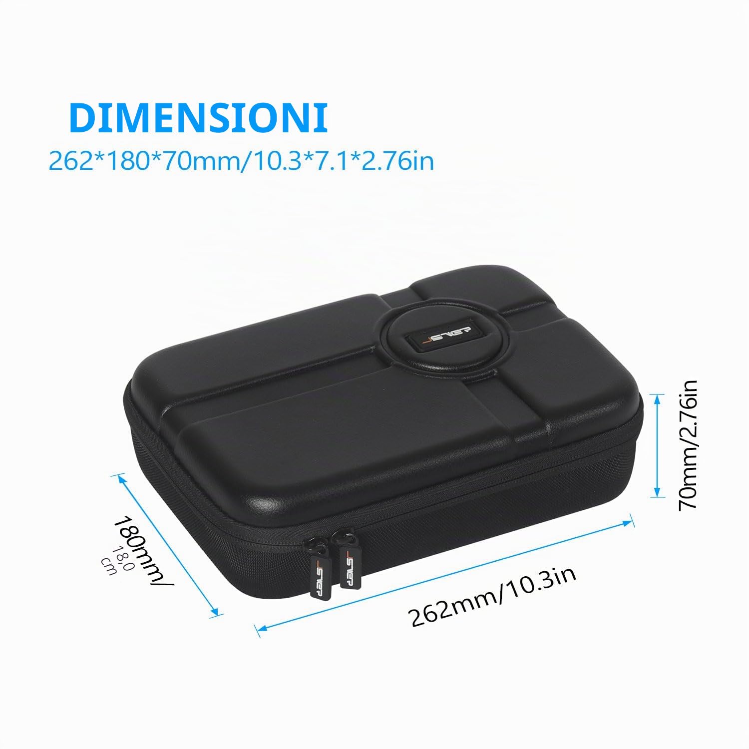 JSVER Borsa per GoPro, Custodia per il Trasporto per GoPro Hero 13/12/11/10/9, Custodia Protettiva per AKASO EK7000 Pro/Brave 4/Brave7 LE/AKASO V50X/Insta360 per Tutte le Action cam e Accessori-Nero