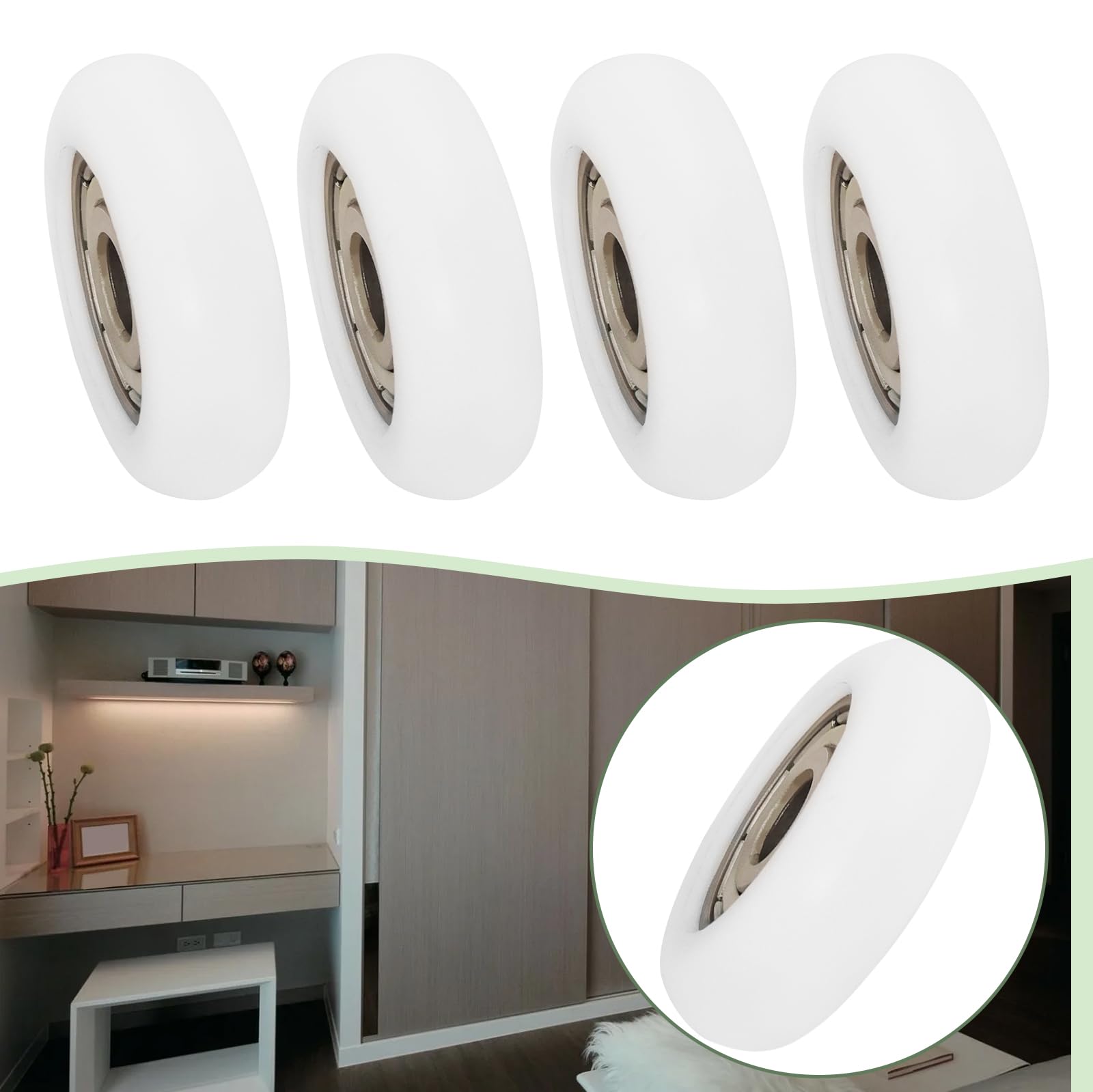 Create idea 10pcs Nylon Carbon Steel Pulley Wheels Ball Bearing Guide Roller for Furniture Hardware Accessories Sliding Doors Glass Sliding Doors (5x23x7mm) - Image 3