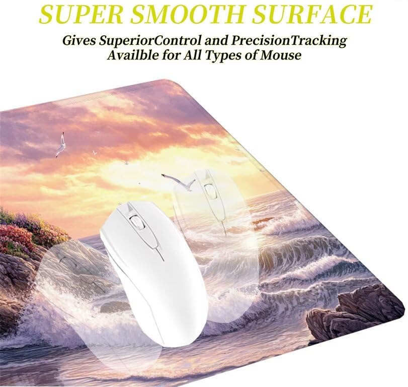 Tapis de souris XXL 900x500x3mm imperméable motif mer et phare G1-445