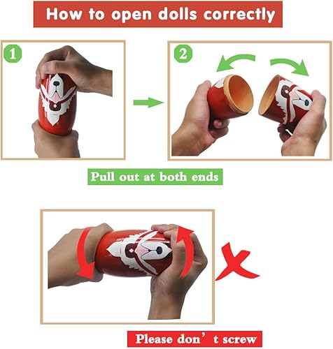 Miniatura 6 de GRPSKCOS Muñecas de anidación rusas Matryoshka Muñecas de madera Animal oso lindo Juguetes de Navidad hechos a mano, regalos Set de 5 para niños (05