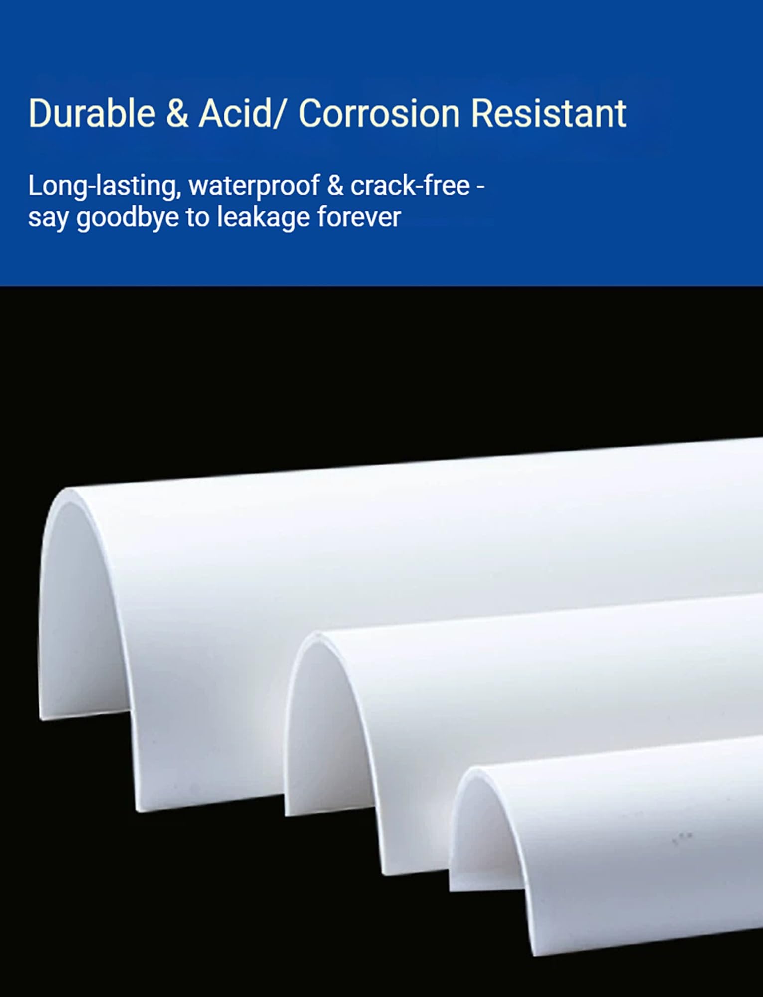 Tubo PVC Semicircular, Canal U Drenaje y Suministro Agua | Tubería engrosada con canal en U for drenaje, riego, conducción de agua y proyectos(100cm(39in),6.3cm(2.5in)-2mm)