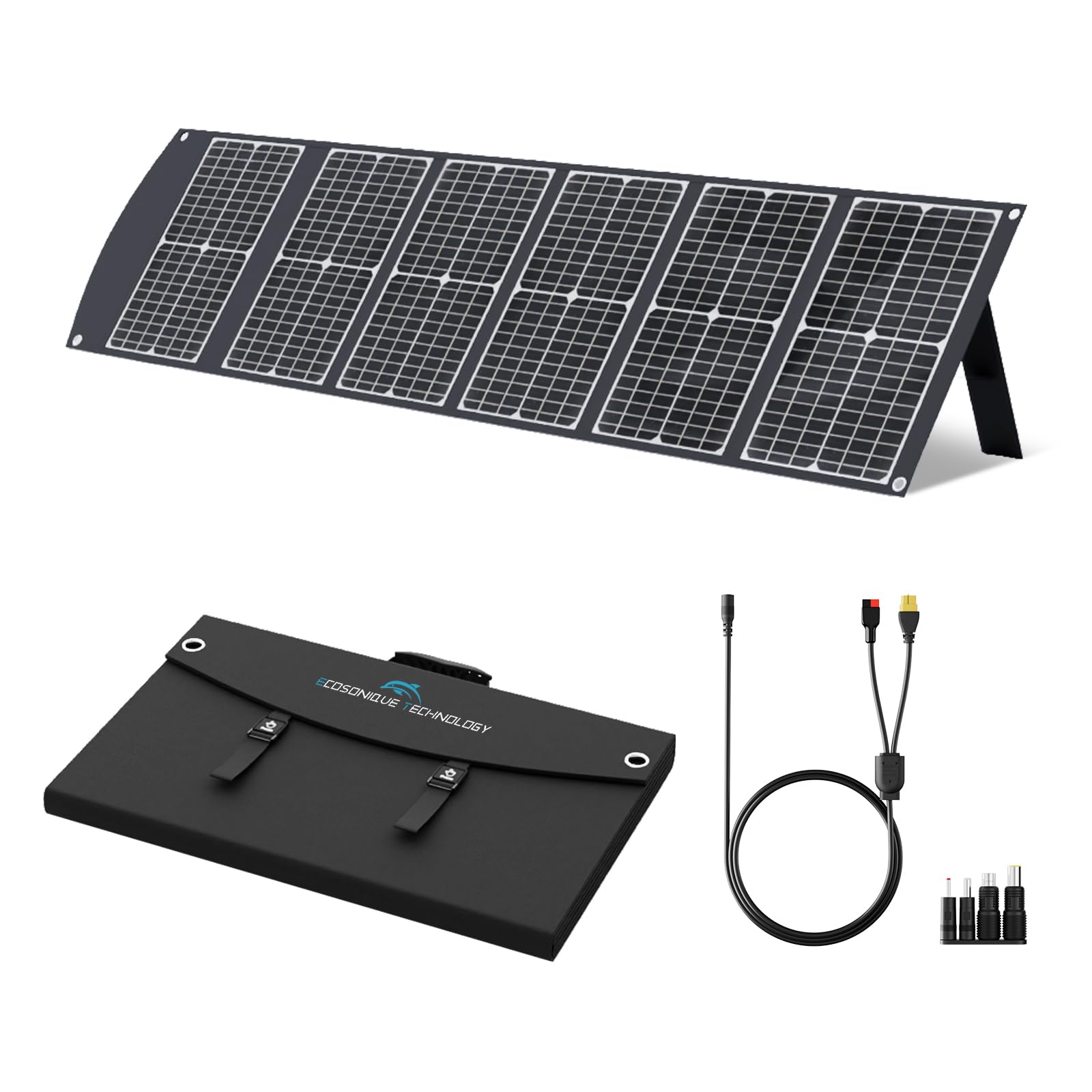 Ecosonique 100W Faltbares Solarpanel, 23,5% Wirkungsgrad, Monokristallin Solarmodul mit USB-C PD3.0 USB-A QC3.0 20V DC Ausgang