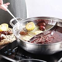 Vista 3 de Dual Sided Stainless Steel Shabu Shabu Hot Pot with Glass Lid, 30cm