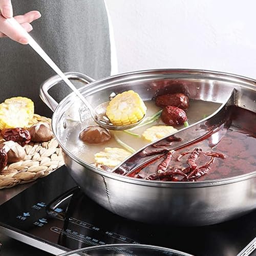 Miniatura 3 de Olla caliente Shabu Shabu Shabu de doble cara con tapa de cristal, 11.8 in