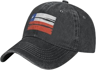 SJOAOAA Chilean-Flag-Trucker-Hat, Vintage Washed Cotton Baseball Cap Black Dad Hat for Men Women