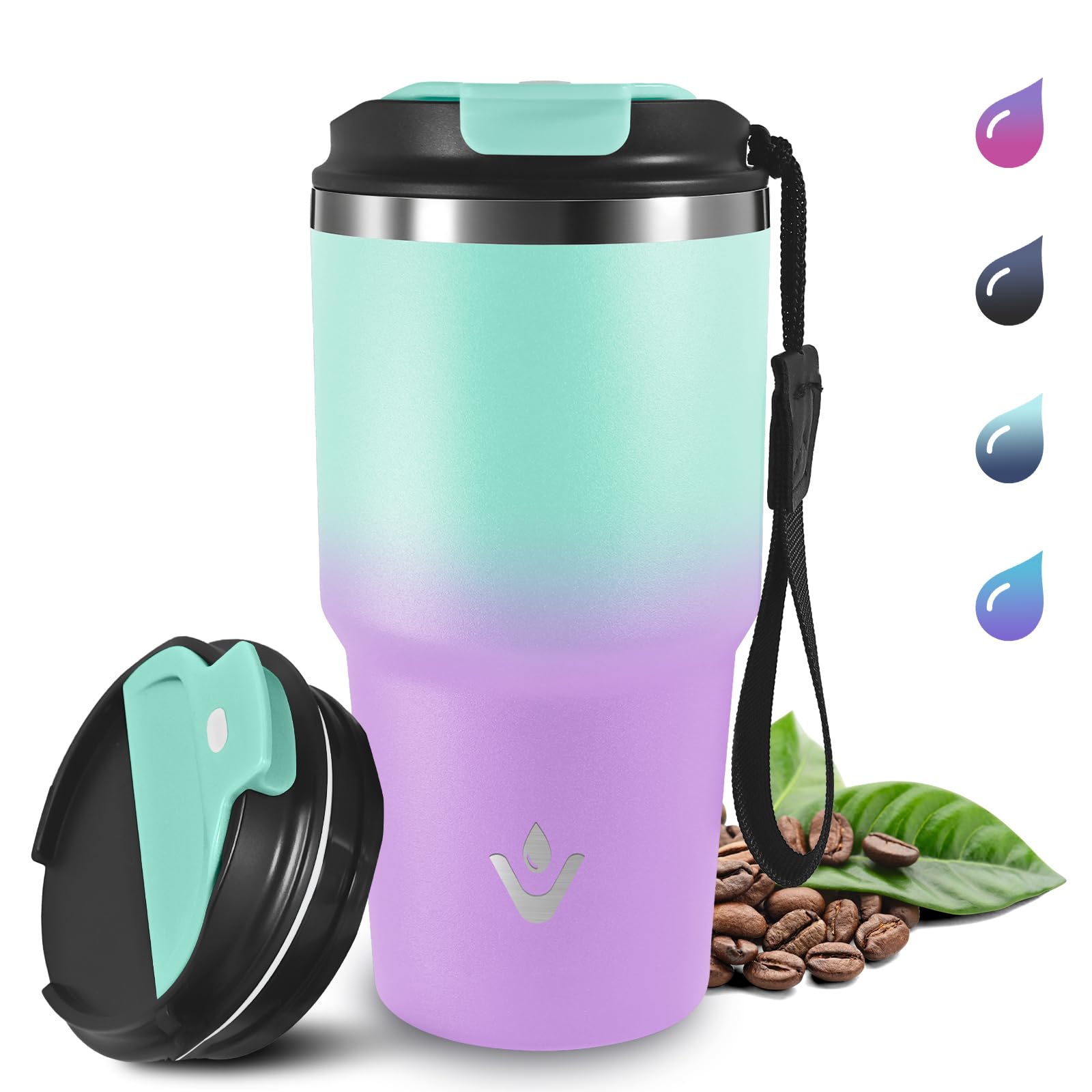 Grsta 20oz Portable Airtight Thermal Mug, Leak Proof Coffee Thermos, Thermal Tumbler, Vacuum Insulated Stainless Steel, Thermal Tumbler for Hot and Cold Drinks