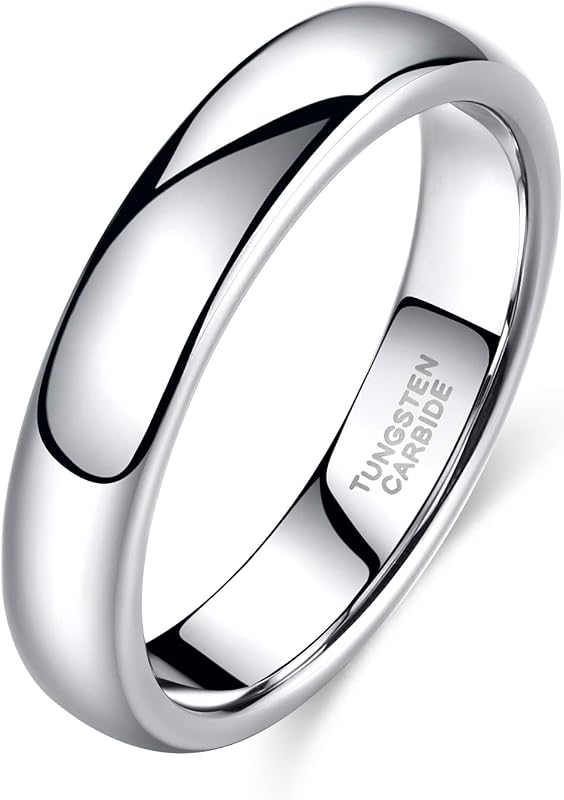 TRUMIUM Anillo de boda de tungsteno de 0.079 in, 0.157 in, 0.236 in, 0.315 in, para hombres y mujeres, chapado en plata/oro rosa/arco iris/chapado en oro, anillos de compromiso con cúpula de alto pulido, ajuste cómodo 4-15