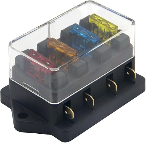 Miniatura 2 de ZOOKOTO 12V24V 4 vías auto hoja de fusibles caja de fusibles hoja estándar bloque de soporte de caja de fusibles con 5A10A15A20A fusibles