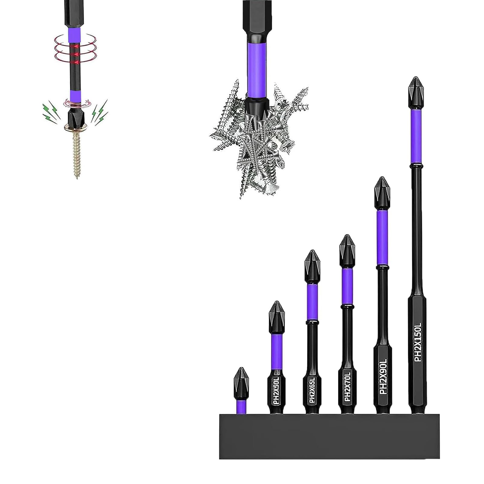 Set 11 Punte Magnetiche Per Cacciavite Phillips - Antiscivolo, Per Trapani Elettrici E A Percussione - Foto 4