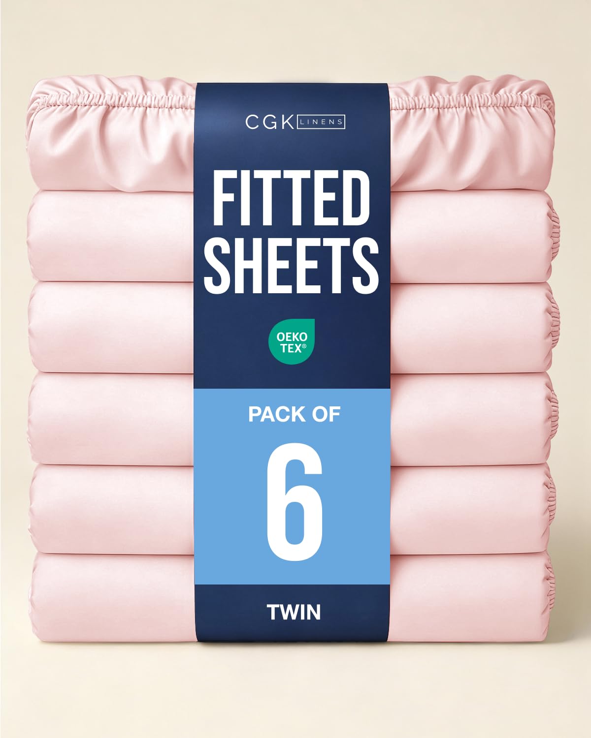 Twin Fitted Sheet - Pack of 6 Single Fitted Bottom Sheet Only - Baby Pink