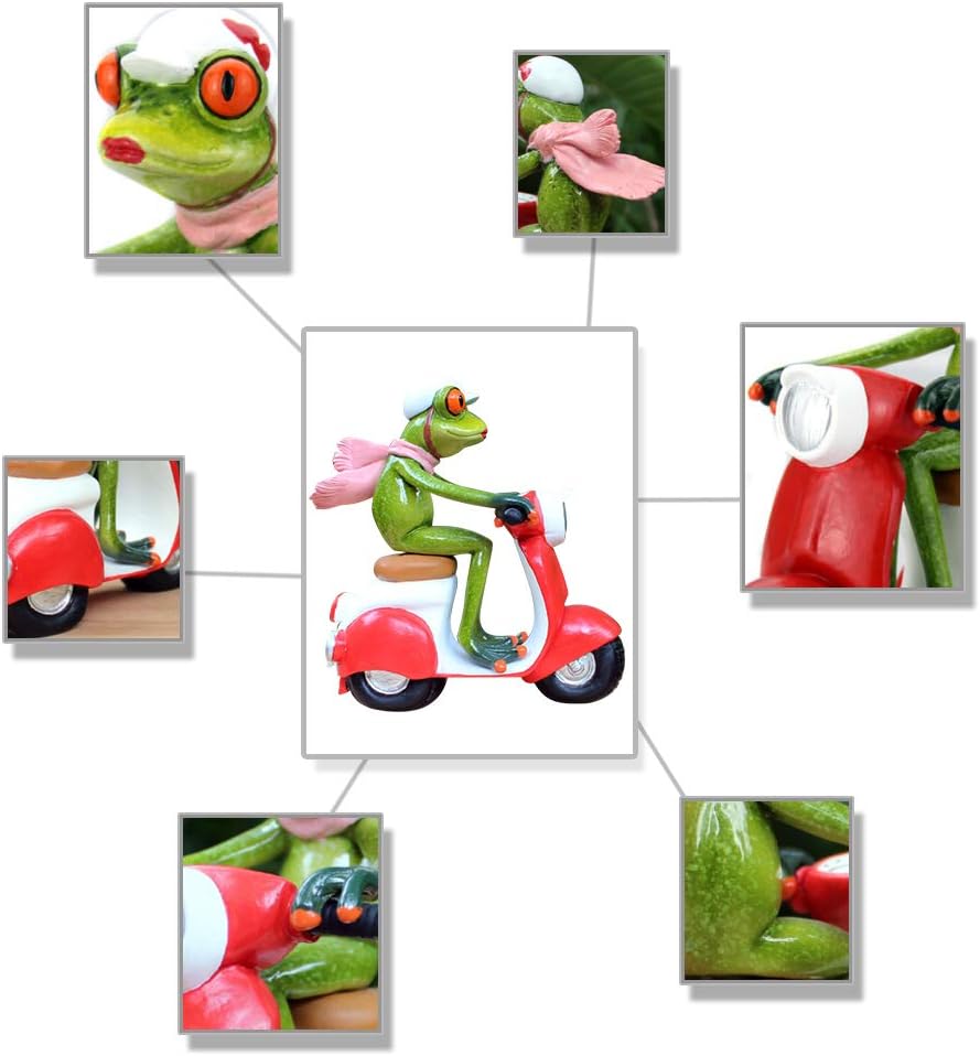 Red Eyes Frog Figurines Frog Sculpture Statue Red Motorcycle for Home Desk Bathroom Decoration 69008-2 image 2