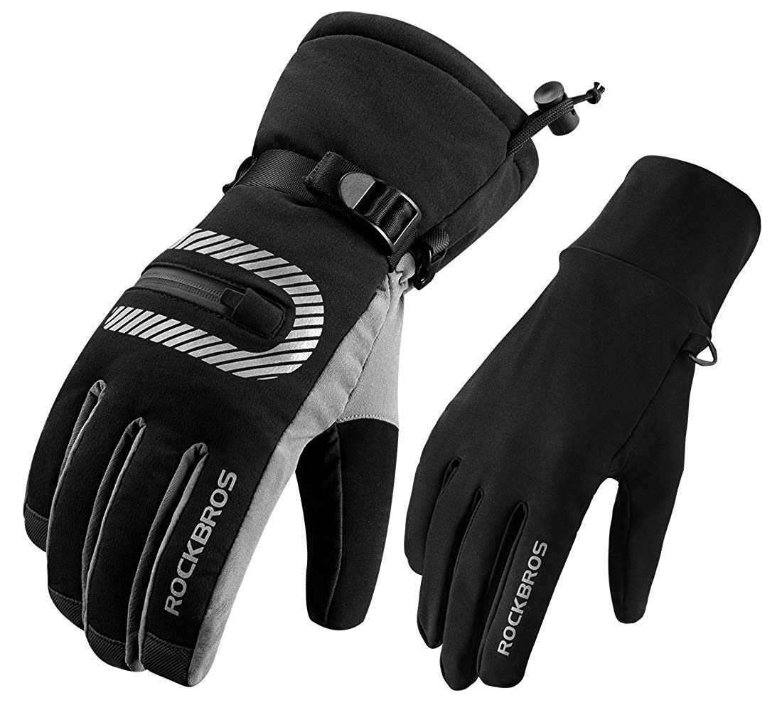 ROCKBROS Handschoenen voor heren en dames, touchscreen, fietshandschoenen & hardloophandschoenen, antislip en met fleece, voor fietsen, hardlopen, wandelen, pendelen, maat XXL, zwart