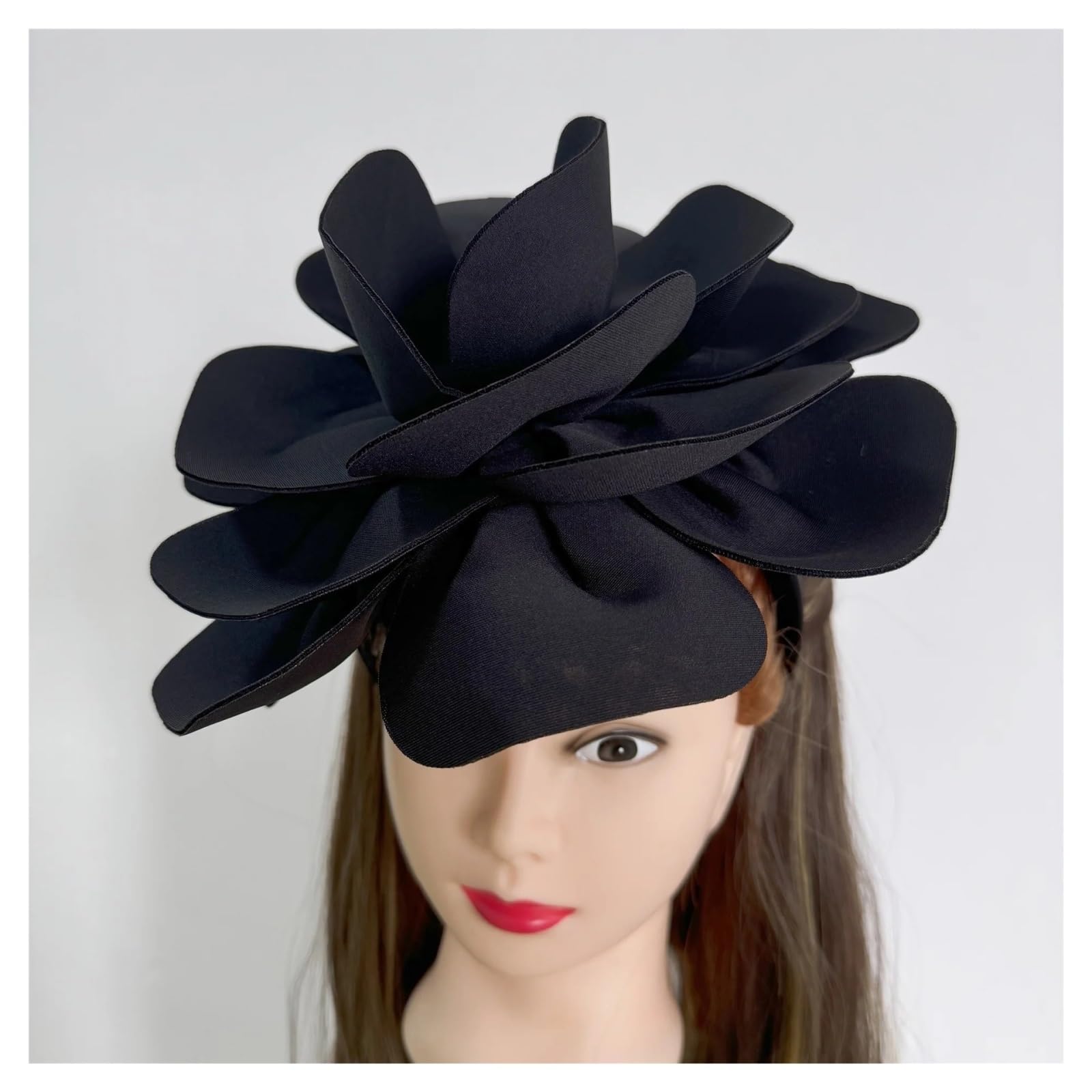 Cappelli Fascinator Cappello Fascinator in Tessuto Grande Copricapo Fiore Chapeau Cerimonia Mariage Cappello fascinatori da Donna(White)