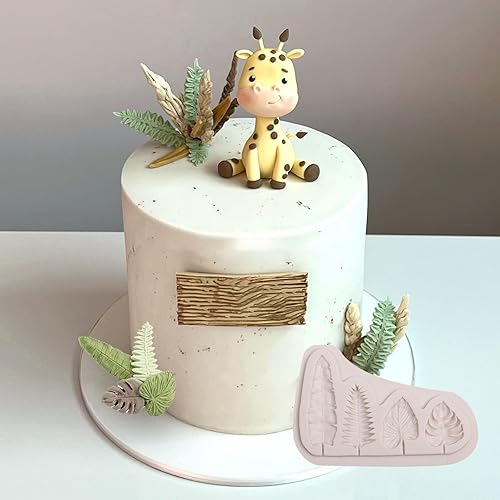Miniatura 4 de Moldes de silicona para chocolate y jirafa, moldes de fondant tropicales de palmeras de plantas de selva, moldes para hornear para decoración de