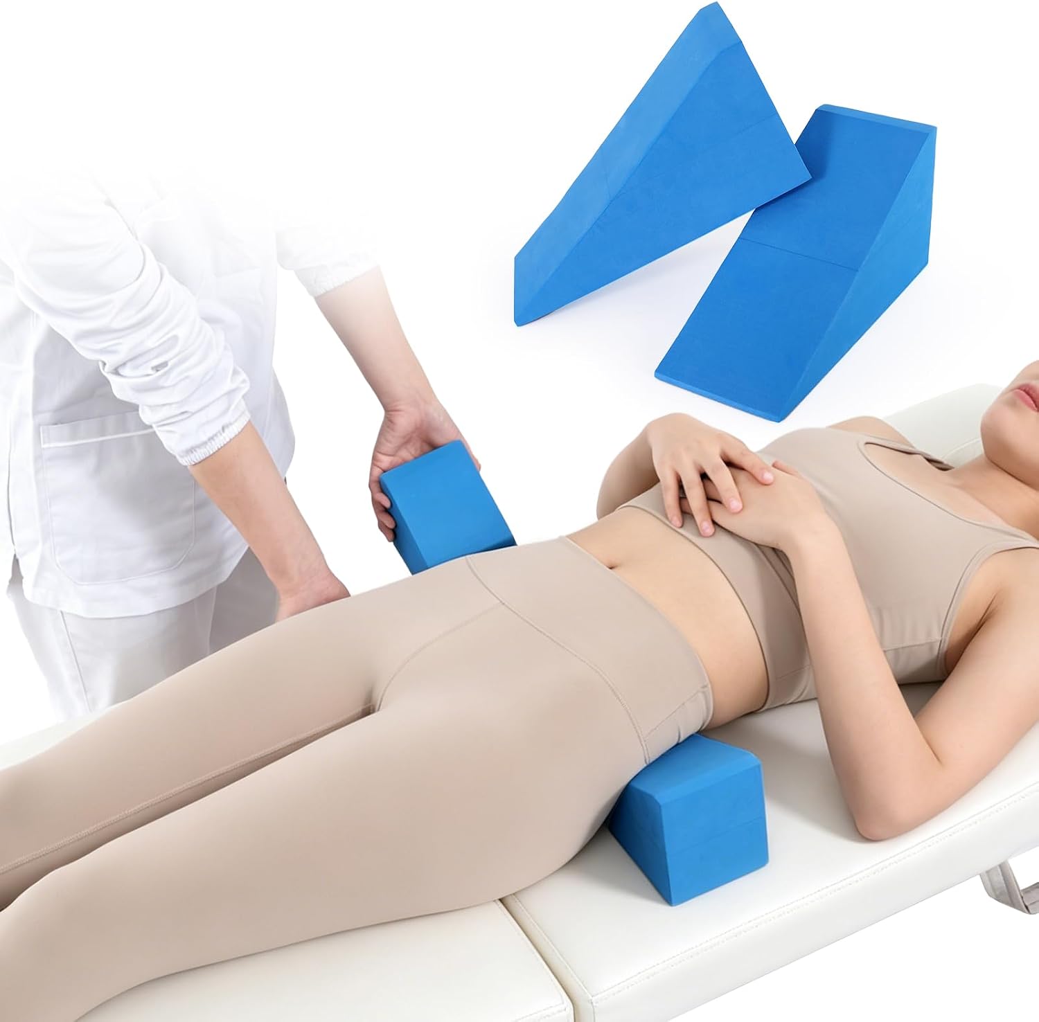 Pelvic Sacral SOT Blocks 2pcs Non Slip Chiropractic Wedges for Hips | SOT Blocks Chiropractic, Sacral & Pelvic Support, Dejarnette Style Chiropractor Wedge Blocks, High Density, Physical Therapy