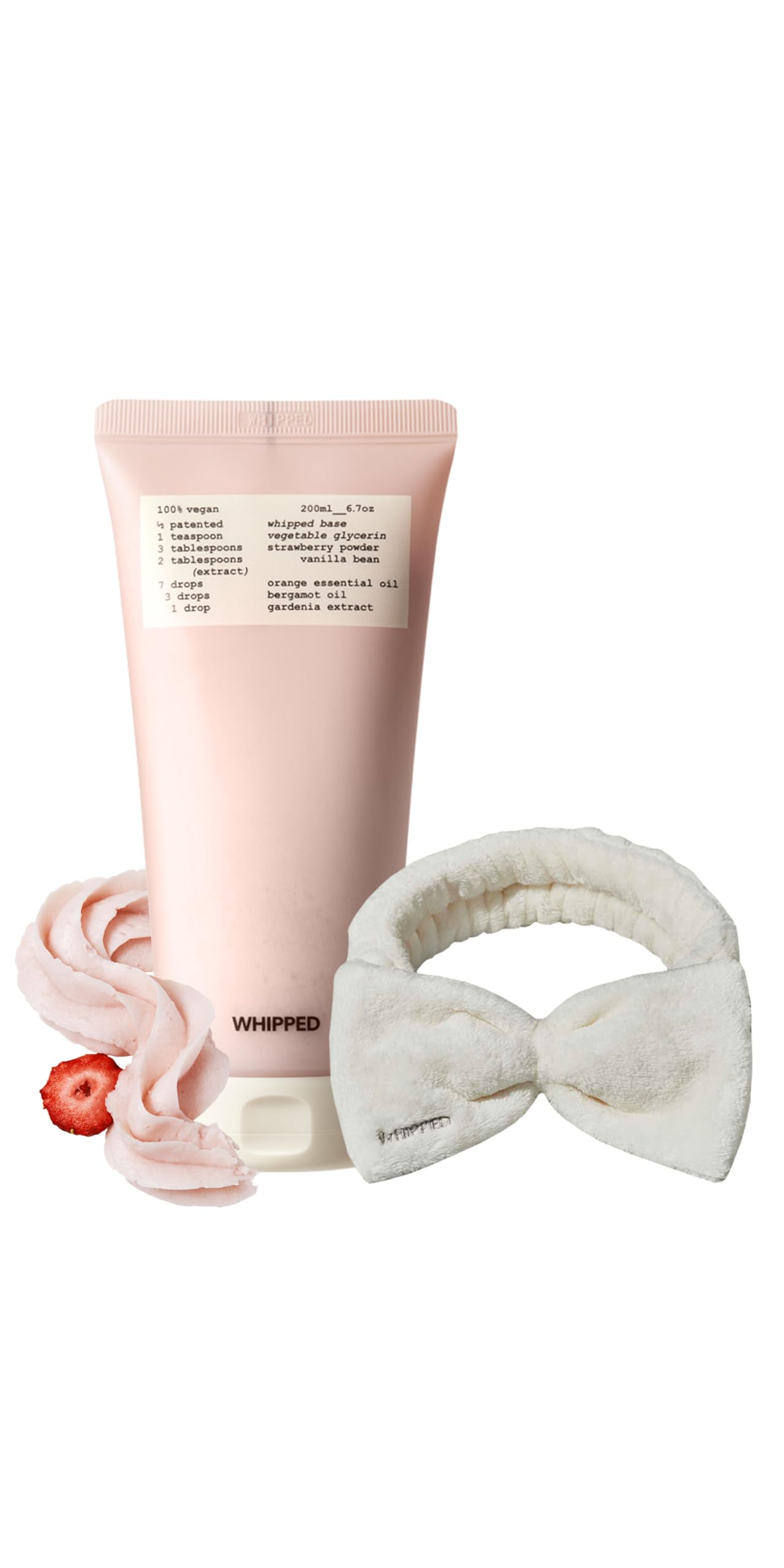[+Headband] WHIPPED CREAM VEGAN CLEANSER DDALVA 4.5 oz | Strawberry + Vanilla bean | For Dull Skin, Radiant Glow