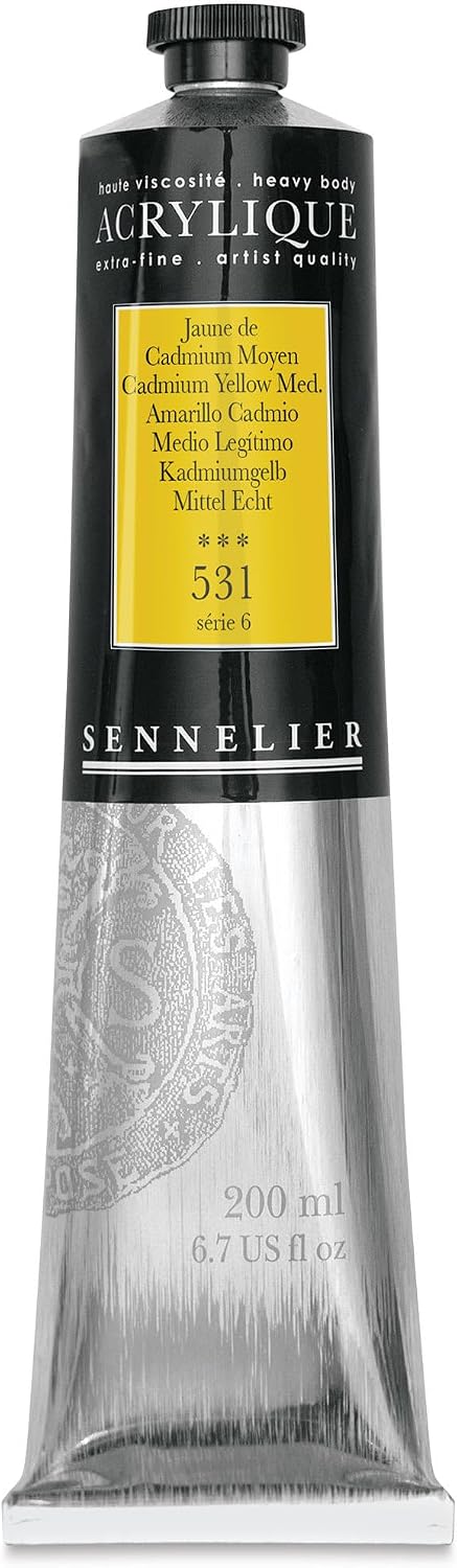 Sennelier Extra-Fine Artists' Acrylics 200 ml Tube, 200ml, Cadmium Yellow Medium S6
